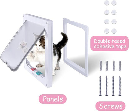 EGETOTA Cat Door Flap Extra Large (Outer Size 11" x 9.8"), 4 Way Locking for Interior Exterior Doors, Weatherproof Pet Door for Cats Doggie Kitties & Kittens, Easy Installation