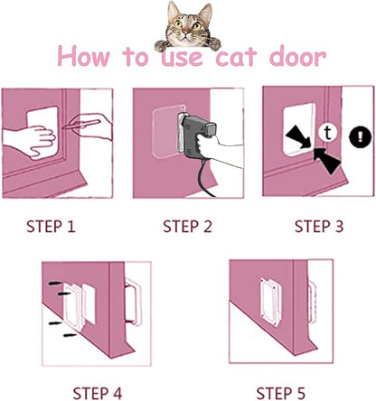 EGETOTA Cat Door Flap Extra Large (Outer Size 11" x 9.8"), 4 Way Locking for Interior Exterior Doors, Weatherproof Pet Door for Cats Doggie Kitties & Kittens, Easy Installation