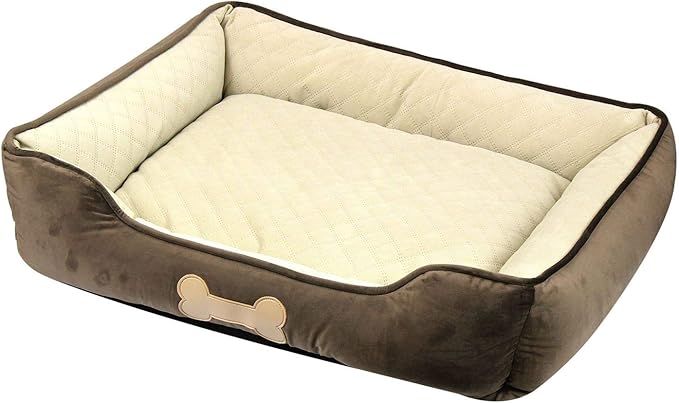 – Premium Dog or Cat Bed | Large Dog Bed Measures 30 x 23 x 7, Perfect for Pets up to 55 lbs. | 100% Polyester Pet Bed with Anti-Skid Bottom | Dark Brown