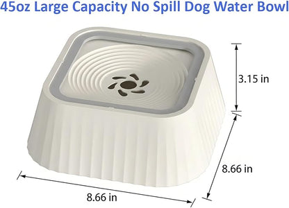 No Spill Dog Water Bowl, 45oz Slow Water Feeder with Floating Disk & Safety Foam, Anti-Splash Pet Water Dispenser, Mess-Free Elevated Design, Durable PP Material for Home, Car & Travel