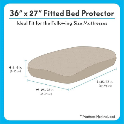 Paw Inspired Waterproof Fitted Cover for Dog Bed | Washable Bed Protector for Dog Mattress | Removable Replacement Cover for Medium to Large Pet Bed (Beige, 36 x 27 x 5 Inch)