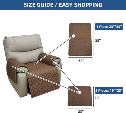 Eismodra Waterproof Recliner Chair Covers for Reclining Couch Slipcovers Seat Cushion,Anti-Slip Sofa Cover for Dogs Pets Furniture Protector Washable,Brown Set (3 Pieces)