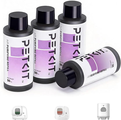 PETKIT Air Purifying Refills for PuraX PuraMax Self-Cleaning Cat Litter Box, 100% Natural Ingredients Odor Remover, 4 Bottles Odor Eliminating Replacement Refills, Quickly Odor Control