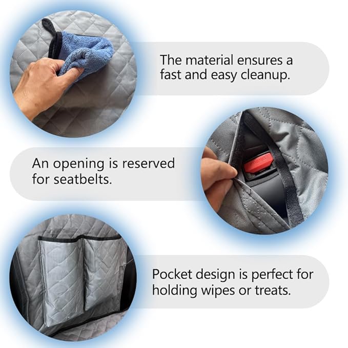 TESBEAUTY Dog Seat Cover for Tesla Model Y/Tesla Model 3/S Back Seat Cover for Pets Custom-Designed Each inch Protected, Even headrest Area is Covered, Waterproof Anti Scratch