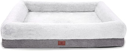 WINDRACING Orthopedic Dog Bed for Extra Large Dogs, Bolster Sides Dogs Sofa Bed with Removable Washable Cover & Non-Skid Bottom, Soft Pet Bed with Egg Foam Dog Couch for Sleeping, 46 x 30 Inch, Gray