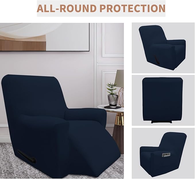 Easy-Going 100% Waterproof Recliner Cover, Dual Waterproof Couch Cover for Recliner, 1- Piece Jacquard Sofa Cover, Leakproof Sofa Slipcover for Kids, Pets, Dog and Cat (Recliner, Dark Blue)