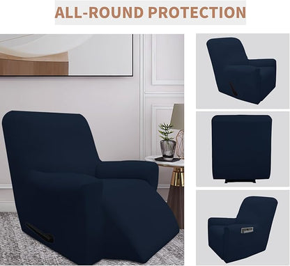 Easy-Going 100% Waterproof Recliner Cover, Dual Waterproof Couch Cover for Recliner, 1- Piece Jacquard Sofa Cover, Leakproof Sofa Slipcover for Kids, Pets, Dog and Cat (Recliner, Dark Blue)