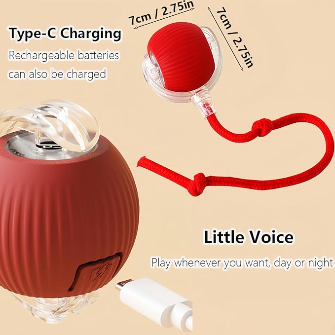 Interactive Rotating Cat Ball Toy, 360 Smart Rolling Ball Electric, Automatic Moving for Cats & Kittens (Grey)