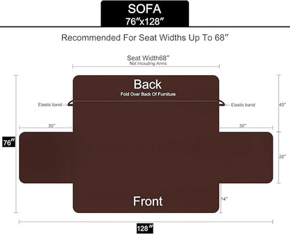 U-NICE HOME Reversible Sofa Cover Couch Cover for Dogs with Elastic Straps Water Resistant Furniture Protector for Pets Couch Cover for 3 Cushion Couch (Sofa, Chocolate/Chocolate)