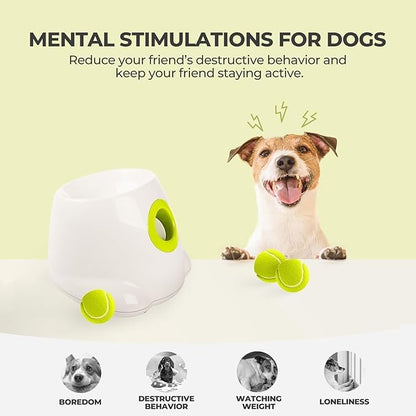 ALL FOR PAWS Automatic Dog Ball Launcher, Interactive Fetch Toy for Small to Medium Dogs, Rechargeable Pet Thrower Machine for Indoor & Outdoor Play, 3 Pcs 2-Inch Balls Included
