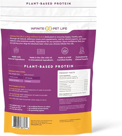 Infinite Pet Life Premium Calm & Comfort Peanut Butter Powder for Dogs- Anxiety Relief | Real Peanut Butter | 12.7 oz | Fireworks, Thunder, Stress