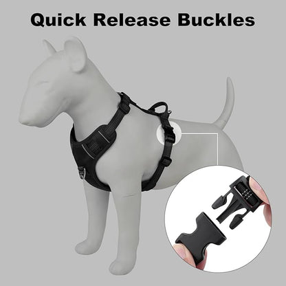 Plutus Pet No Pull Dog Harness, Reflective Adjustable Dog Vest Harness with Handle, Escape Proof, Soft Padded for Small Medium Large Dogs (Black, XS)