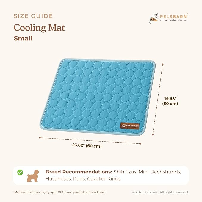 Pelsbarn Dog Cooling Mat- Ice Silk Summer Comfort, Self Cooling, Non-Slip Dog Pad, Durable & Washable, Mat for Small Dogs 18"" x 21"", Support Shelter Dogs with Every Purchase (Blue)
