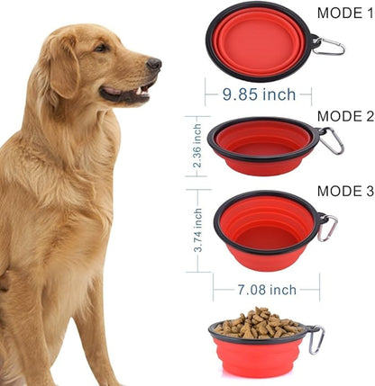 Extra Large Collapsible Dog Bowl, 3L XL Travel Dog Bowl, Foldable Travel Water Dish, 102oz X-Large Portable Collapsable Traveling Bowls with Carabiner for Dogs Walking, Hiking (Red)