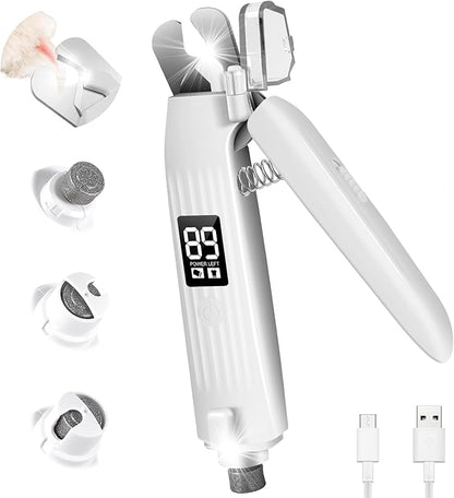 SZMDLX Dog Nail Clippers with Light, 2-in-1 Dog and Cat Nail Clipper with Grinder, Quiet Pet Nail Trimmer for Small Medium Large Dogs and Cats, USB Rechargeable