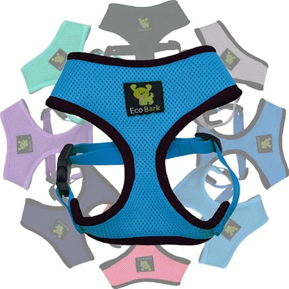 EcoBark Dog Harness - Eco-Friendly Max Comfort Harnesses - Luxurious Soft Mesh Halter - Over the Head Harness Vest- No Pull and No Choke for Puppy, Small Breeds & Medium Dogs (Large, Teal Blue)
