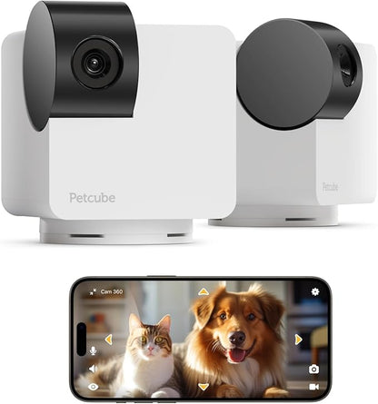 Petcube Pan-Tilt Cam 360° View The Pack of 2 Cameras – 1080p HD Dome Camera, WiFi Pet & Home Security, Complete 360° Surveillance, Night Vision, AI Alerts