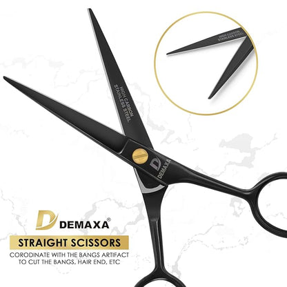DEMAXA 5" Professional Mustache Scissors Beard Scissors for Men with Fine tip Tweezers 1 Mustache Comb 1 Beard Comb & Pouch – Beard Trimming kit & Mustache Kit (Black Shears With Tweezer)