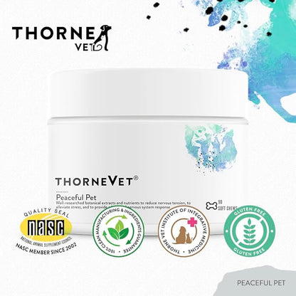 ThorneVet Peaceful Pet Calming Supplement for Dogs & Cats - Powder with Calming Nutrients & Botanicals to Support a Healthy Nervous System - with Amino Acids & Vitamins - 90 Scoops