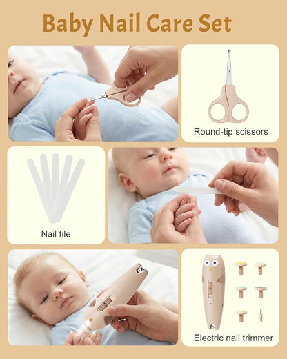 Lictin Baby Healthcare and Grooming Kit, 26 in 1 Rechargeable Baby Nail Trimmer Electric Set,Safe Baby Nail File with Auto Light, Newborn Baby Safety Care Set for Newborn Infant Toddlers Boys Girls