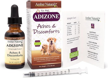 Amber NaturalZ Adizone Herbal Supplement for Dogs | Supports a Healthy Inflammatory Response, Occasional Discomfort, and Joint Function | Natural Aid for Active and Aging Canines 1 Fluid Ounce