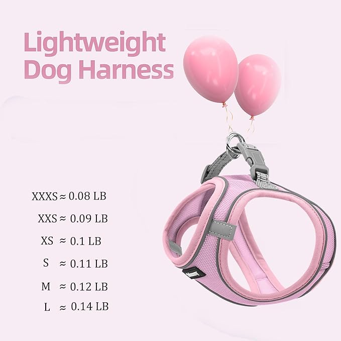 Solmoony Sparkly Medium Dog Harness and Leash Set, Step in Soft Light Puppy Vest, Breathable Reflective Pet Harness for Walking, Puppy Harness for Medium Dogs Cats (Pink, M)