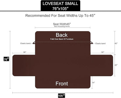U-NICE HOME Loveseat Sofa Cover Reversible Couch Covers for 2 Cushion Couch for Dogs Furniture Protector Cover with Elastic Straps Water Resistant(Loveseat Small, Chocolate/Taupe)