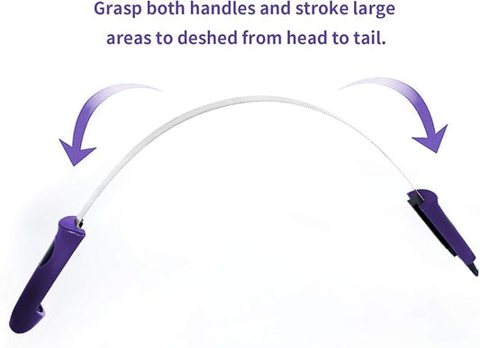 BOTH WINNERS Dual-Sided Shedding Blade with Stainless Steel Blade De-Shedding Tool for All Dog Coat Types- Soft Touch Grip (PURPLE)