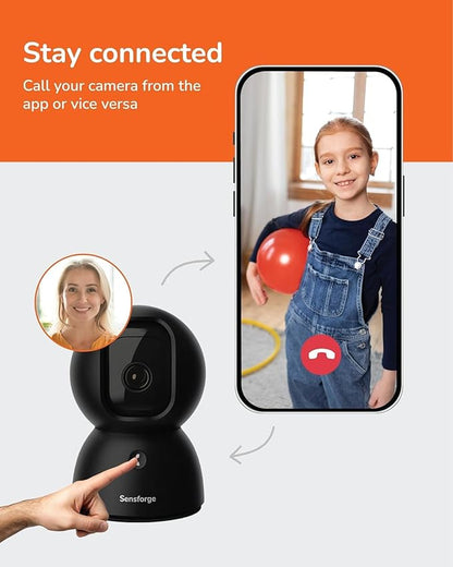 SensForge 2.5K Pan-Tilt Security Camera, 360° Dual-Band WiFi Camera for Home, Free AI Human & Pet Detection, 2-Day Cloud + 64GB SD Storage, Two-Way Talk, Optional AI + Storage Upgrade (2, Black)