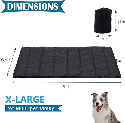 BDEUS Travel Dog Bed, Outdooor Camping Pet Mat, Portable Place Mat with Handle, Easy to Clean, Waterproof & Portable and Odor Resistant Pet Cooling Pad (X-Large 51" x 35", Black)