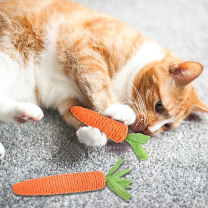 Andiker 2PCS Cat Chew Toys, 1 Small&1 Large Carrot Shapes Cat Rope Toys with Sounding Parcels Interactive Cat Toys for Indoor Cats and Kittens for Biting Chewing Keeping Teeth Clean