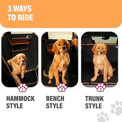 Active Pets Orange XL Dog Car Hammock Back Seat Cover, Waterproof Backseat Cover Protector for Truck Bench Rear of Sedans or SUVs, Essential Pet Supplies Vacuum or Wipe Clean, Machine Washable