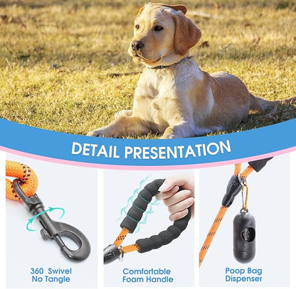 BAAPET 2/4/5/6 FT Dog Leash with Comfortable Padded Handle and Highly Reflective Threads for Small Medium and Large Dogs (6FT-1/2'', Orange)