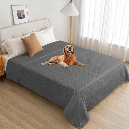 fuguitex Waterproof Dog Blanket Bed Cover Dog Crystal Velvet Moroccan Fuzzy Cozy Plush Pet Blanket Throw Blanket for Couch Sofa(40 * 60 inch, Dark Grey+Grey)