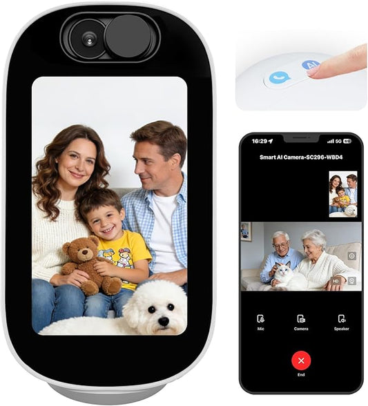 Indoor Security Camera with 4" Screen, 4MP Baby/Elderly Monitor with AI Conversation & Two-Way Talk Video, Baby Crying, Human and Pet Detection, 355°Pan, 5G/2.4G WiFi, Motion Tracking, Smart Home
