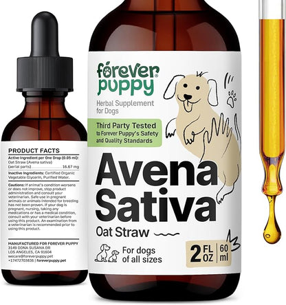 Forever Puppy Dog Calming Drops - Natural Stress & Separation Support - Avena Sativa Oat Extract for Barking, Fireworks & Travel - Brain & Nervous System Wellness - 2 fl oz