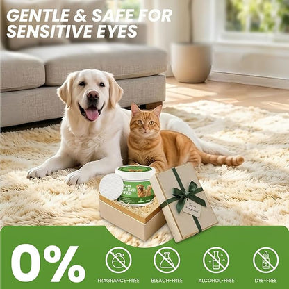 Dog Eye Wipes, Tear Stain Remover for Dogs & Cats - 100ct Hypoallergenic Pet Eye Cleaning Pads for Crust, Gunk & Discharge - Gentle Grooming Wipes for Sensitive Eyes, Wrinkles & Folds