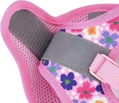 Small Dog Harness Cute Pink Flowers Step in Vest Harness Mesh Padded Soft Harness for Small Medium Dogs Cats