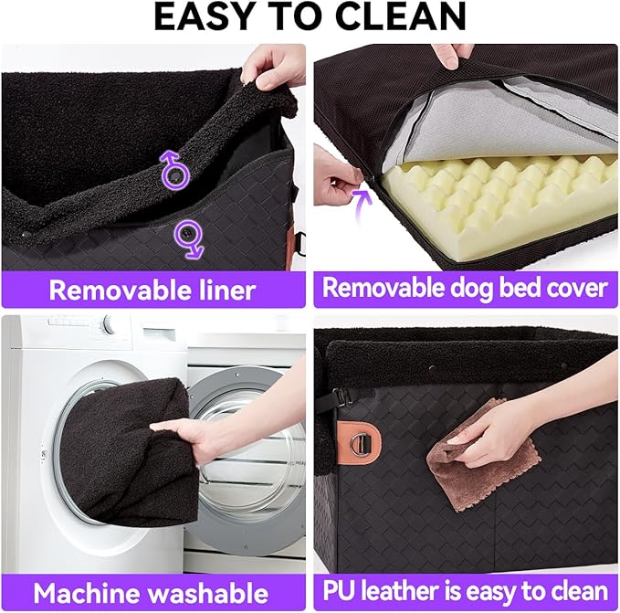 TKYZ Dog Car Seats for Small Medium Dogs,PU Leather Car Seat Boosters,Foldable Puppy Cat Carseats (Black, Medium Dog)