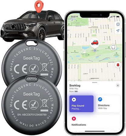 GPS Android Air Tracker Tags Device for Car and Vehicles,2 Year Battery Life & 2pcs Hidden Magnetic case,Trackers for Tracking Vehicle,2pcs GPS Tracker,No Monthly Fee for Android and iPhone