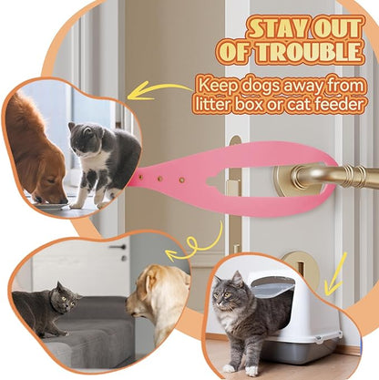 TGIOW Cat Door Latch, 1 Pcs Flex Latch, Cat Door Stopper to Keep Dog Out of Litter Box and Food, 5 Adjustable Size Strap 2.5-6" Wide, No Measuring, Easy to Install, Pink