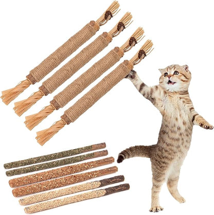 FOIMAS Silvervine Sticks Cat Toys,10pcs Cat Chew Stick Catnip Chew Toy Interactive Cat Toy for Cat Kitten Teeth Cleaning Treat Toys Indoor Outdoor