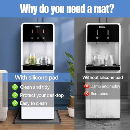 Water Cooler Mat – 19.7" x 19.7" Silicone Water Dispenser Mat for Floor & Countertop, Spill-Proof & Waterproof Tray for Coffee Maker, Kitchen, Pets, Office Use (Gray, 19.7' * 19.7')