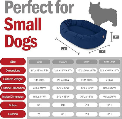 Majestic Pet 24 Inch Suede Calming Dog Bed Washable – Cozy Soft Round Dog Bed with Spine Support for Dogs to Rest Their Head - Fluffy Donut Dog Bed 24x19x7 (Inch) - Round Pet Bed Small – Navy (2025)