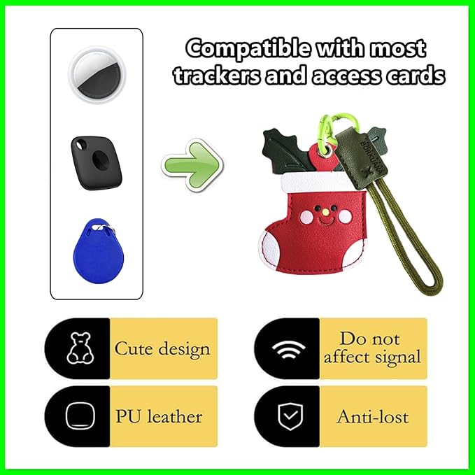 Leather Keychain Holder Case Compatible with AirTag,Cute Protective Cover with Keyring and lanyard,Anti-Scratch Finder GPS Tracker Case for Wallet Keys,bag,pets,Backpack(K)