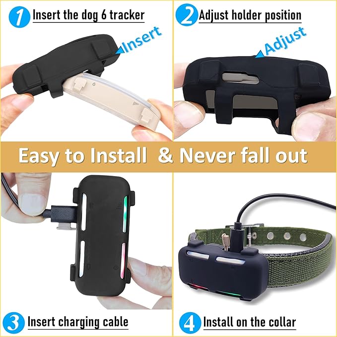 Silicone Holder Compatible for Tractive Smart Dog GPS | Live Pet Tracker (2025) for pet Collar,Durable Rubber Cover,Secure case with Strap Necklace for tractive Dog 6 tag (2pack,Black)