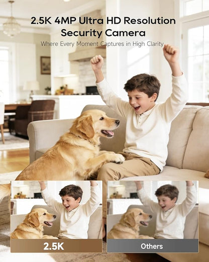 DREAME 2.5K 4MP Pet Dog Camera, Indoor Security Camera Wireless, Dual-Band 5G/2.4G Wi-Fi, Auto-Tracking, 360° Pan-Tilt, Cloud & Local Storage, Physical Privacy Mode, Work with Alexa & Google, White