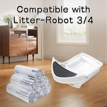 150 Pack Heavy Duty Self-Cleaning Litter Box Liners, Compatible with Litter-Robot 3/4, Extra Thick Waste Drawer Liners, 9-11 Gallons of Capacity, Easy to Empty