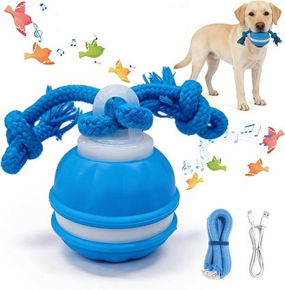 Moving Interactive Dog Toy - Automatic Rolling Wobble Ball for Indoor Play, Keeps Aggressive Chewers Busy, Interactive Fetch Toy for Small & Large Dogs, Puppies, and Adult Cats (Blue)