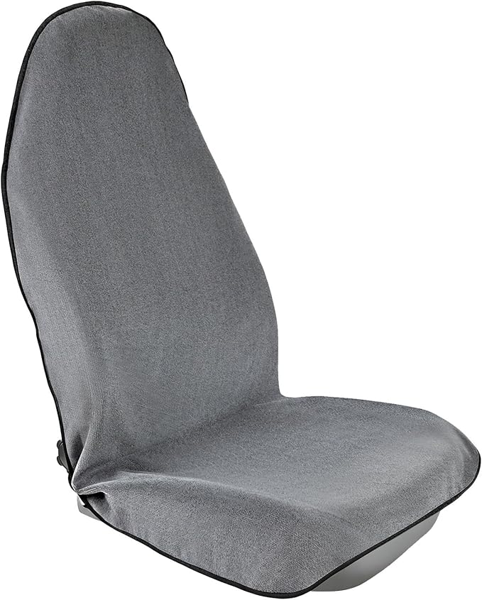 550g Heavy Duty Towel Car Seat Cover, Waterproof Sweat Protector for Post-Gym & Beach, Non-Slip Microfiber Bucket Seat Mat for Sedans SUV Minivans, Machine Washable (Gray, 1-Pack)